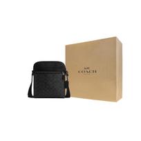 COACH Houston PVC kryžinė rankinė, peties rankinė maža vyriška juoda pilka Gift Box Set (Basic Set + Yellow Gift Box) tamsiai pilka spalva