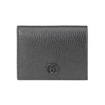 GUCCI GG Marmont Leather Card Holder, Wallet Womens Black Basic Set (Bag + Dustproof Bag) juoda