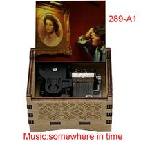 Wooden Vintage Somewhere in Time Music Box Color Printed Gift for Lovers Valentine's Day Birthday Vintage Wood Musical Box (Army Green,Small) armijos žalia spalva