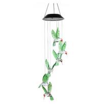 Nostalgie Hummingbird Solar Wind Chime Light, Color Changing Powered Chime, Hanging LED Lamp for Outdoor, Garden, Courtyard Decor žalia