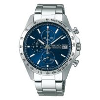 SEIKO SELECTION SBTR023 mens wristwatch battery-operated quartz chronograph date calendar blue dial stainless steel
