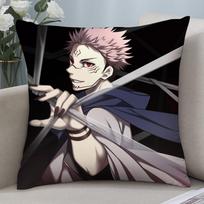J-Jujutsu Kaisen Ryomen Sukunas Pillow Case Short Plush Pillow Covers Sofa Decor Gift Home Double-Sided Printing Cushion Cover Peach skin 18*18(CM)-1Pcs