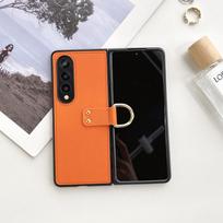Phone Case for Samsung Galaxy Z Fold 7 5 6 4 Fold7 Fold6 Fold5 5G Ring Buckle Holder Leather Non-Fingerprint Anti-fall Matte Galaxy Z Fold7 oranžinė