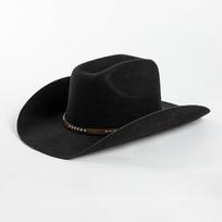 100% Wool Wool Cowboy Hat Wide Brim Concave Shape Western Cowboy Hat Studded Leather Band Decorative Buckle Wide Brim Fedora Hat 59cm juoda
