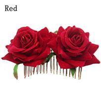 Elegant Bridal Flower Hair Comb Red Rose Hairpin Wedding Accessories Bridesmaid Hair Jewelry