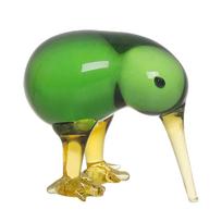 Handmade Glass Kiwi Bird Ornament Collectible Crystal Animal Figurine Cute Bird Clear Paperweight for Home Living Room & Office
