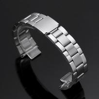 Silver Stainless Steel Watch Band 14mm 16mm 18mm 20mm 22mm Replacement Straps Metal Folding Buckle Bracelet for Men Wristband 14mm sidabras