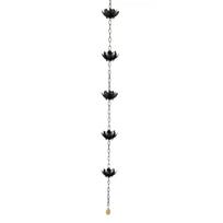 Iron Lotus Rain Chain Anti-Rust Lotus Hanging Chime Vintage Lotus Rain Catcher  Garden Decor juoda