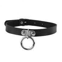 Unisex Gothic Circle Choker apykaklės pakabukas dirbtinės odos grandinės kaklo žiedas karoliai