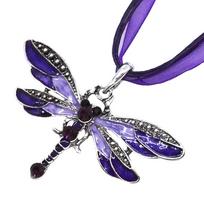 Dragonfly Jewelry Kalnų krištolas vabzdžių vintažinis inkrustuotas karoliai violetinė