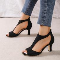Paprasti moteriški sandalai Madingi nugaros užtrauktukas Fishmouth batai moteriški vasariniai šoniniai stileto romėniški sandalai moteriški zapatos 41 gray