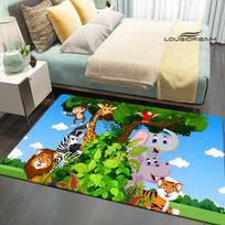 Jungle Animal Print Kilimas Vaikų kilimų fotografija Rekvizitai Kilimas Svetainė Miegamasis Balkonas Neslystantys grindų kilimėliai 40x60cm gray