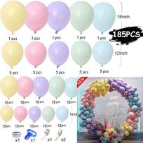 Macaron Confetti Vienaragis Su gimtadieniu Balionas Girliandas Berniukai Mergaičių Vakarėlio dekoracijos Kūdikių dušas Vaikams Latekso Balionai Arka 185pcs macaron