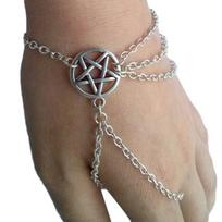 Moteriški Wiccan Slave Pentagram Pentacle papuošalai su grandinėle apyrankės papuošalai