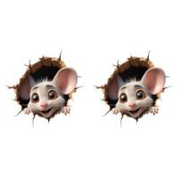 2 vnt 3D animacinių filmų pelės katės sienų lipdukai Lipnūs nuimami vandeniui atsparūs aukštos kokybės PVC medžiagos nusidėvėjimui atsparūs lipdukai D