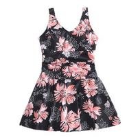Moteriški gėlėmis marginti monokini maudymosi kostiumėliai su giliu V formos iškirpimu be rankovių „Flowy Hem“ vientisas maudymosi kostiumėlis Slim Fit maudymosi kostiumėlis XL rožinė