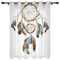 Dream Catcher akvarelės plunksnų raštas Šiuolaikinės langų užuolaidos svetainei miegamojo užuolaidos užuolaidos užuolaidos durų užuolaidos 135W x 60H(cm) x1 white