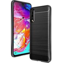 Protective case - PROSHOP - Samsung Galaxy A70 - Carbon effect - Shockproof - Black juoda