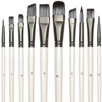 10 White Wooden Pen Holder Nylon Brush, Different Models to Meet the Needs of Daily Use, Suitable for Oil Painting, Watercolor