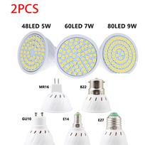 2 vnt. GU10 LED E27 lemputė E14 prožektorius 48 60 80 LED lampara 220V GU 10 LED lemputės MR16 gu5.3 prožektorius namų apšvietimas GU10 220V 5W 2PCS balta