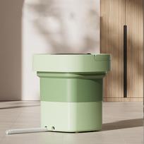 Foldable Mini Washing Machine Compact Small Washer 8L 3 Models High Power Bucket for RV žalia