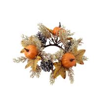 Pumpkins Maple Leaves Candle Rings Wreaths With Sunflower Fall Candle Rings Thanksgiving Day Ring Holder Artificial For Wedding,Door Tabletop Decor One Size šafranas
