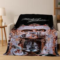 MJ Michael Jackson Pop Karalius Žvaigždė Flanelinis pledas Minkštas šiltas pledas Mesti pledą Miegamajam Svetainei Lovai Kelionėms Iškylai 75x90cm black