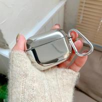 Suitable For Apple AirPods 1 2 3 4 Pro 3 2 Earphone Cover Protective Case Electroplated Mirror Simplicity Silver Case With Hook For Airpods 1 2