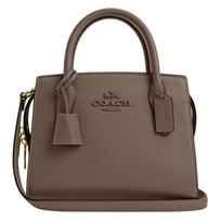 COACH ANDREA CARRYALL Rafinuotos veršio odos peties rankinė, kryžinė rankinė, rankinė Maža moteriška Rudo atspalvio Basic Set (Bag + Dustproof Bag) gelsvai ruda