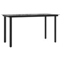 Outdoor Dining Table Black 200x100x74 cm Steel and Tempered Glass