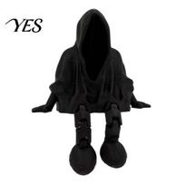 Cyberpunk Style Home Accessory 3D Printed Mysterious Black Robe Figurine, Articulated Sitting Statue with Long-lasting Fade-proof Figurine Movable juoda