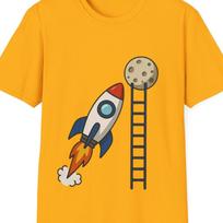 Rocket Launch To The Moon T-Shirt | Space Cartoon Illustration 140
