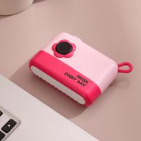 3 in 1 Washable Portable Camera Shaped Lint Roller Pet Hair Remover Roller with Cartoon Design for Clothes Furniture Bedding one size rožinė