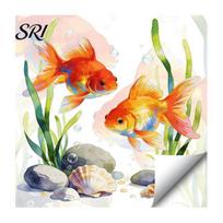 Easy Clean Window Decal Goldfish Sticker Static Cling Waterproof Scratch-resistant Removable for Bathroom Living Room Bedroom Long-lasting A multi