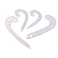 4pcs Comma Shaped French Curve Ruler Plastic Curve Ruler Set Dressmaking Yardstick  For Tailors