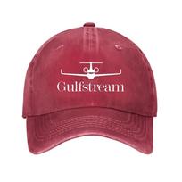 Gulfstream lėktuvo logotipas Medvilninė reguliuojama kepuraitė nuo saulės Atsitiktinė kepurė vyrams ir moterims One Size gray