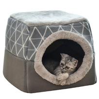 Closed Pet Sleeping House Dogs Cat Bed Suit For Winter Puppy Nest Winter Warm Cat Litter Pet Villa Closed Kennel Pet Supplies (Grey,L 33x31x28cm) pilka