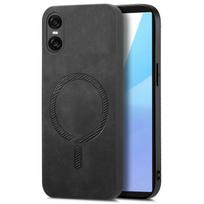 For Sony Xperia 10 VI Leather Back Case Compatible with MagSafe Skin-touch Phone Cover