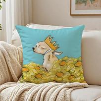 C-Chihuahua Dog Throw Cushion Cover Pillowcase Anti-Dustmite Living Room Sofa Decor Cushion Room Peach skin 18*18(CM)-1Pcs
