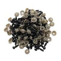 100 vnt. juodas plastikinis žaislas, saugaus žaislo akis, 6-14 mm, skirtas meškiukų gyvūnų lėlėms. 6 mm