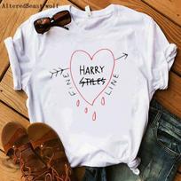 „Harry Styles Love“ ant jūsų margintų moteriškų marškinėlių laisvalaikio marškinėliai vasaros trumpomis rankovėmis L