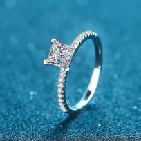 2 ct Princesės Moissanite sužadėtuvių žiedas moterims D Vvs1 Deimantinis pasiūlymas Vestuviniai žiedai Sidabrinė vestuvinė juosta 10