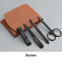 Nerūdijančio plieno nagų kirpimo įrankis Kelioninis plaukų priežiūros dėklas Nešiojamas nagų žirklių rinkinys Manikiūro rinkinys Pedikiūro rinkinys 4pcs/set ruda