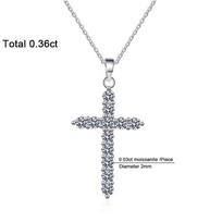 Moissanite kryžiaus kaklo pakabukas moterims, mergaitei, rodiu dengtas sterlingo sidabro laboratorijos deimantų kryžiaus karoliai vakarėliui dovanoti papuošalai Total 0.36ct