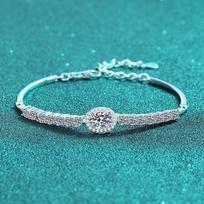 S925 sterlingo sidabro rankomis inkrustuota moissanito apyrankė moterims Safyro mėlyna ovali kraštų eilės deimantinė grandinėlė nišinis paprastas dizainas Adjustable size blue