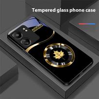 Circle Maple Leaf For Xiaomi Redmi 13C Note13 12 Pro Plus 5G Note 9 13T Pro POCO X6 F5 F6 Black Tempered Glass Phone Case Redmi NOTE 7