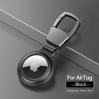 Metalinis dėklas AirTag Protecto su raktų pakabuku Metalinis Magnetinis Atsparus smūgiams Apsaugantis nuo įbrėžimų Apsaugantis nuo kritimo Korpuso dangtelis AirTag Case juoda