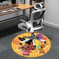 Bunny Bing Chair mat Round Rug-Office carpet, Machine Washable, Non-slip, Suitable for Living Rooms, Bedrooms 80cm