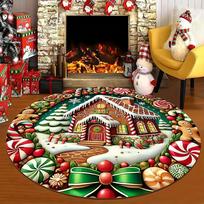Christmas Round Rugs: Gingerbread House, Nutcracker, Snowy Tree & More! Bedroom room floor mats New Year home decoration 60cm