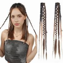 16 Inches Clip in Hair Extensions Bohemia Hair Extensions Clip-on Long Braid  for Daily Use Party H